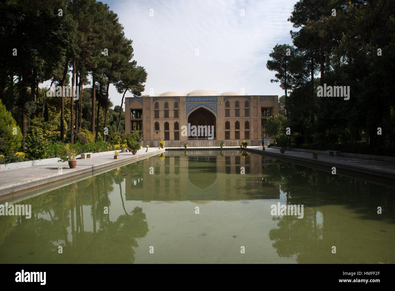 La facciata posteriore di chehel sotoun palace, Isfahan, Iran Foto Stock