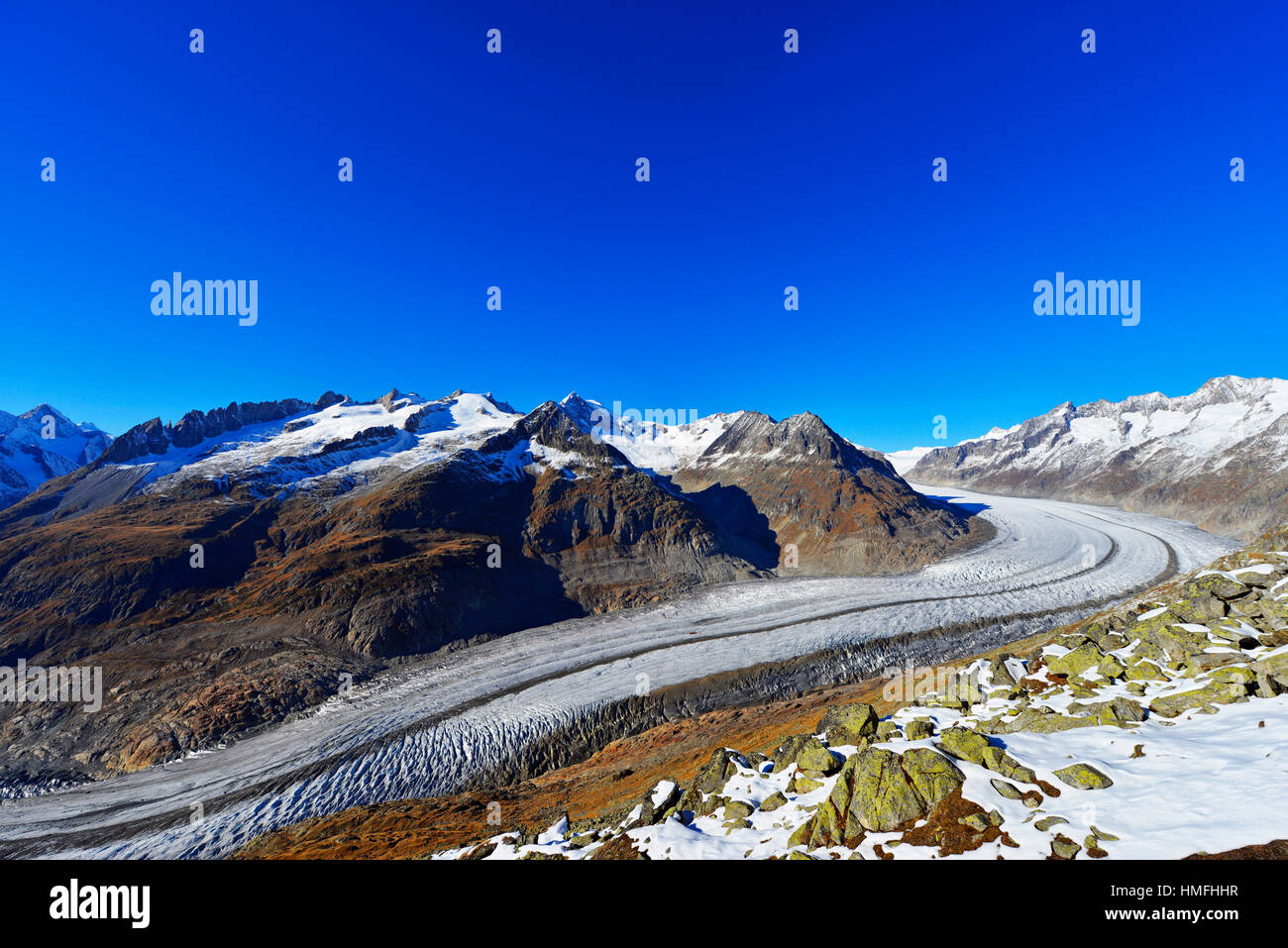 Ghiacciaio di Aletsch, Jungfrau-Aletsch, Vallese, alpi svizzere, Svizzera Foto Stock