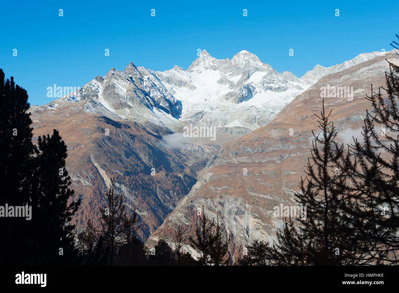 Obergabelhorn, 4053m, Zermatt, Vallese, alpi svizzere, Svizzera Foto Stock