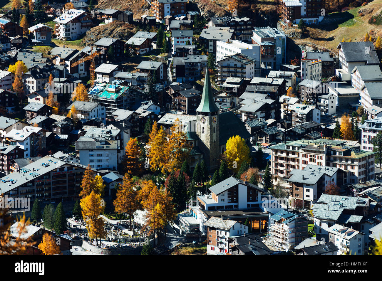 Zermatt in autunno, Canton Vallese, alpi svizzere, Svizzera Foto Stock