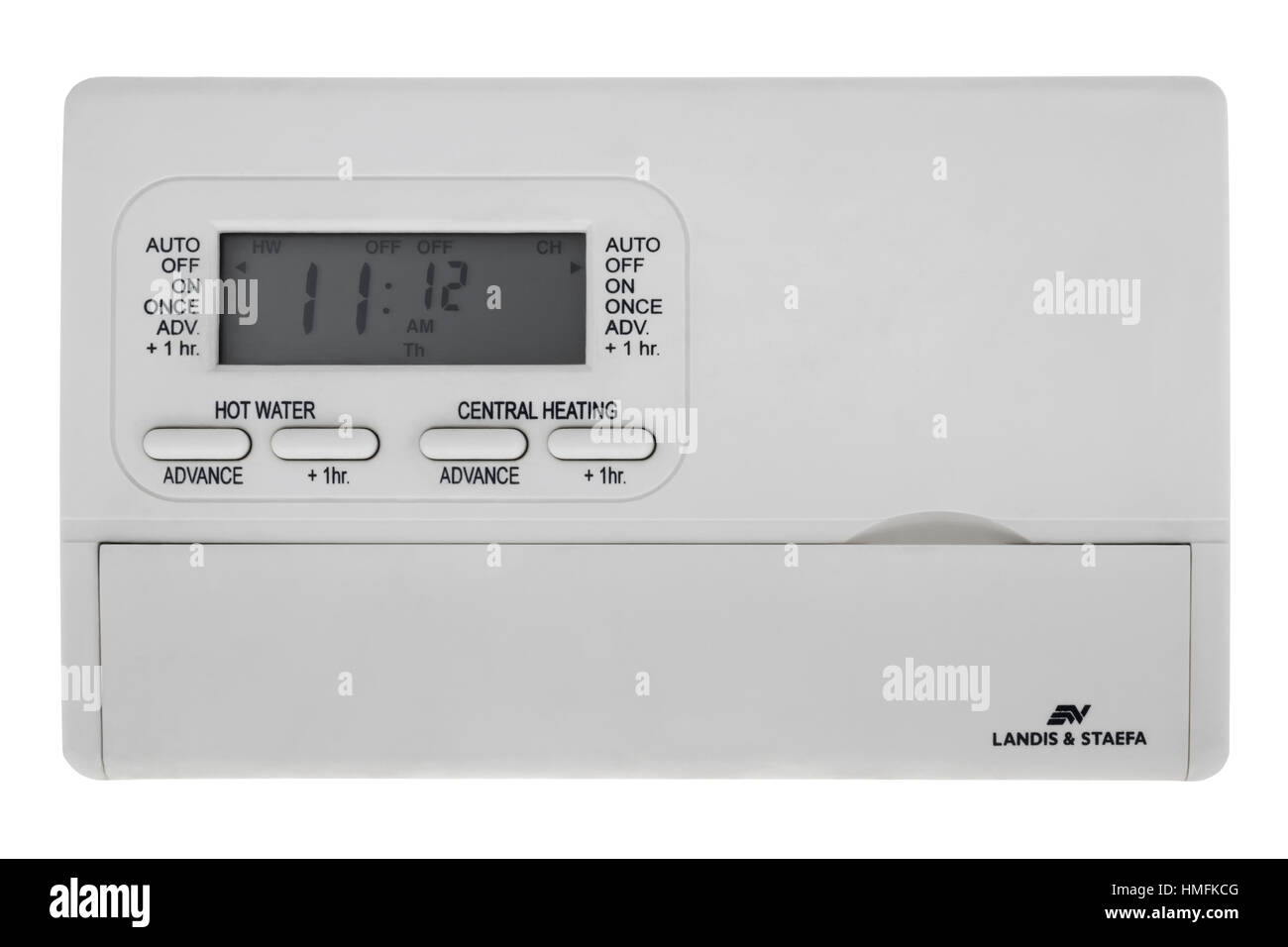 Riscaldamento centrale timer programmabile unità di controllo su sfondo  bianco Foto stock - Alamy