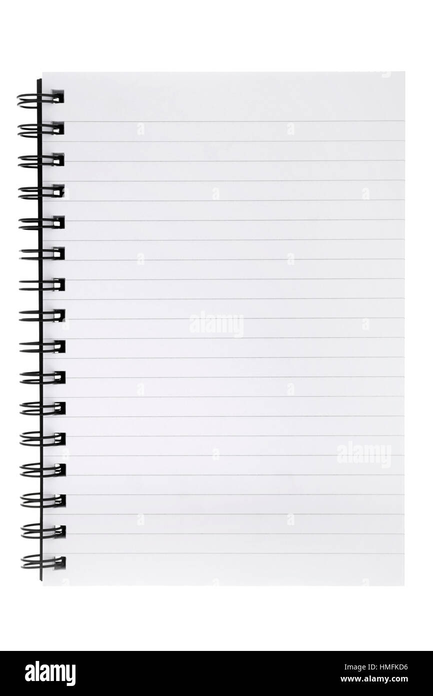 Rilegato a spirale del notebook su sfondo bianco Foto Stock