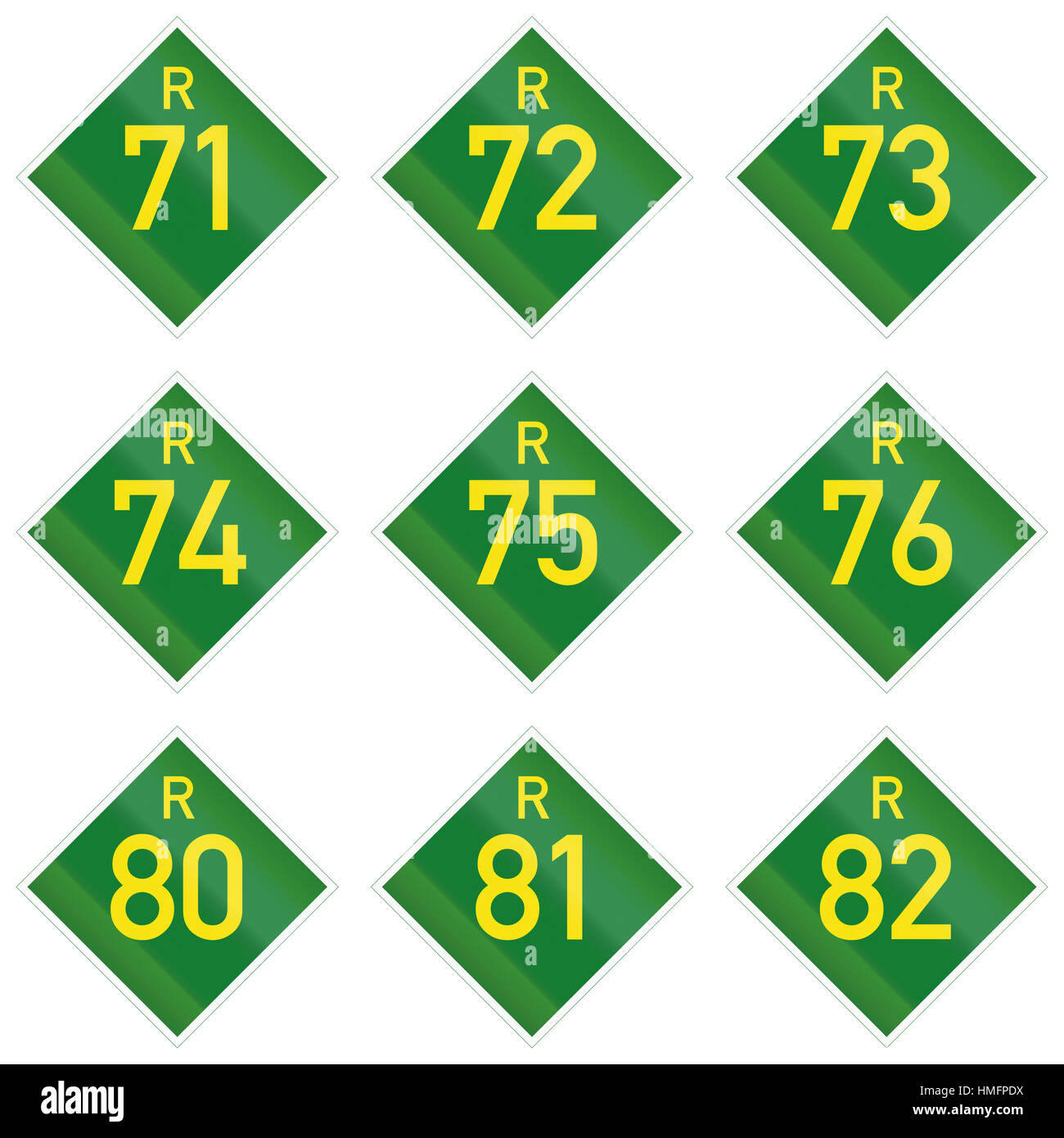 Raccolta di South African provinciale segni di percorso. Foto Stock