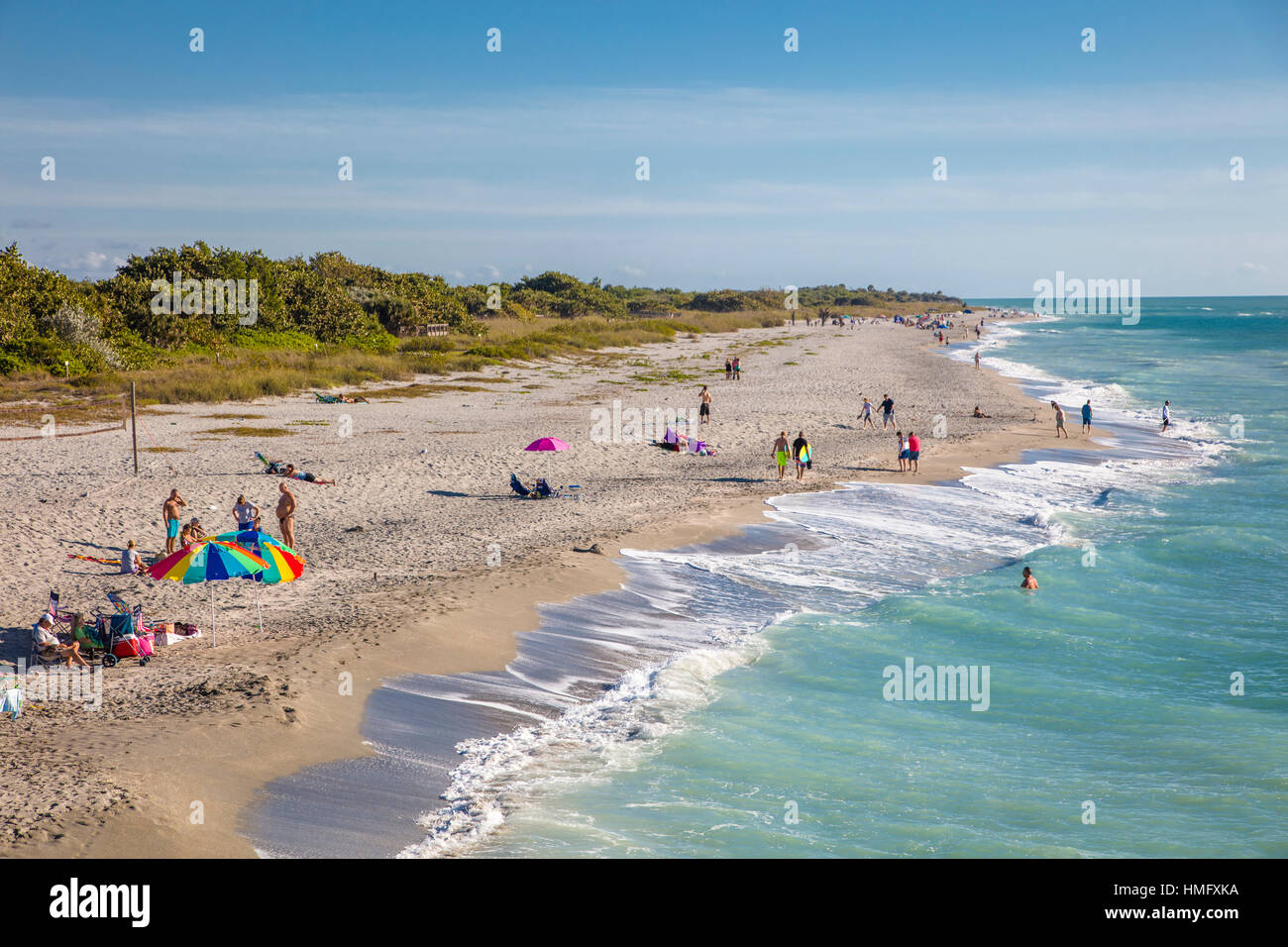 La spiaggia di Venezia Litorale sul Golfo del Messico dal Molo Venezia Venezia in Florida Foto Stock