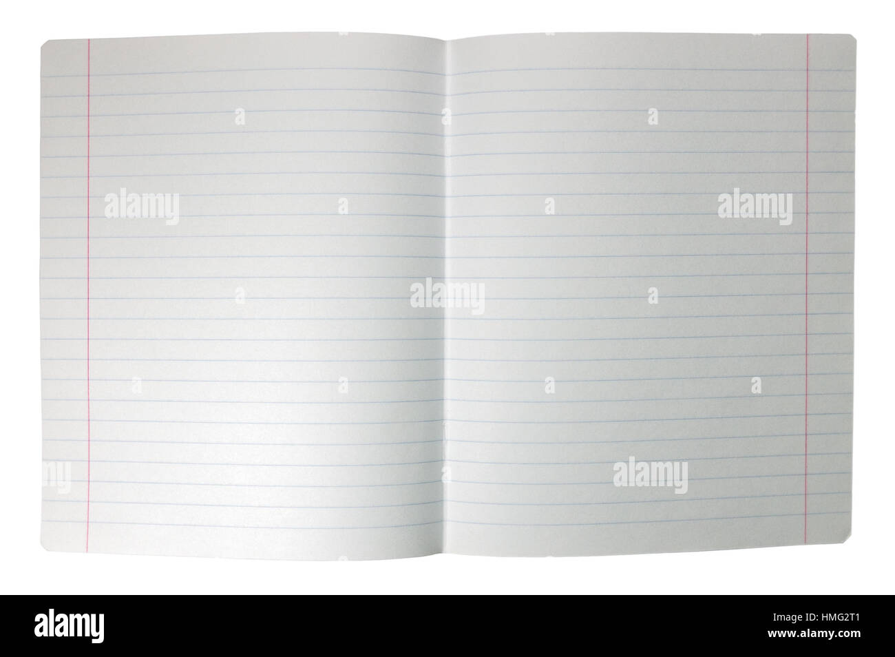Foglio di doppia diffusione del bianco aperto rivestito di carta nota texture di sfondo, verticale isolato di spazio di copia Foto Stock