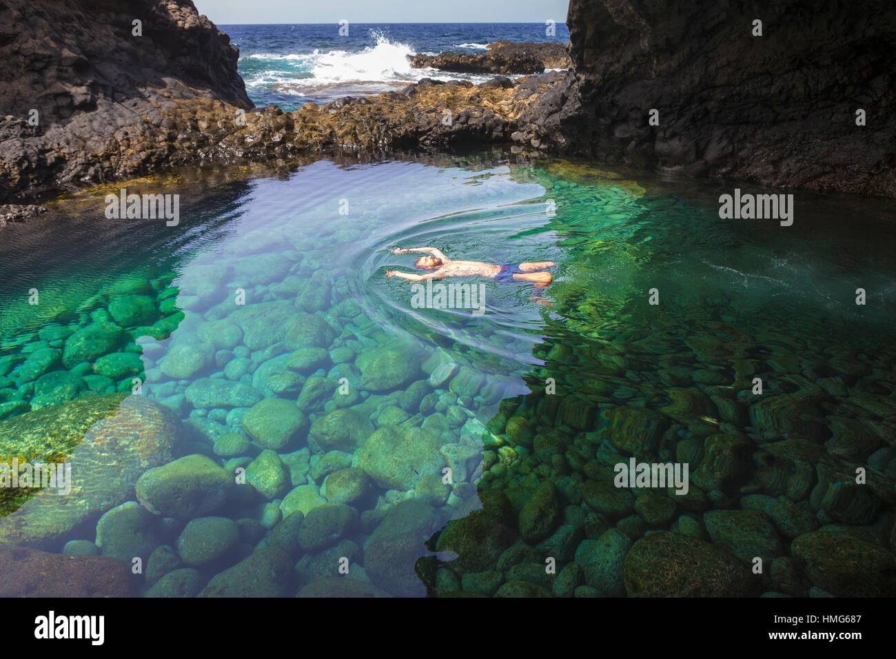 Charco Azul, El Hierro, Isole Canarie, Spagna Foto stock - Alamy