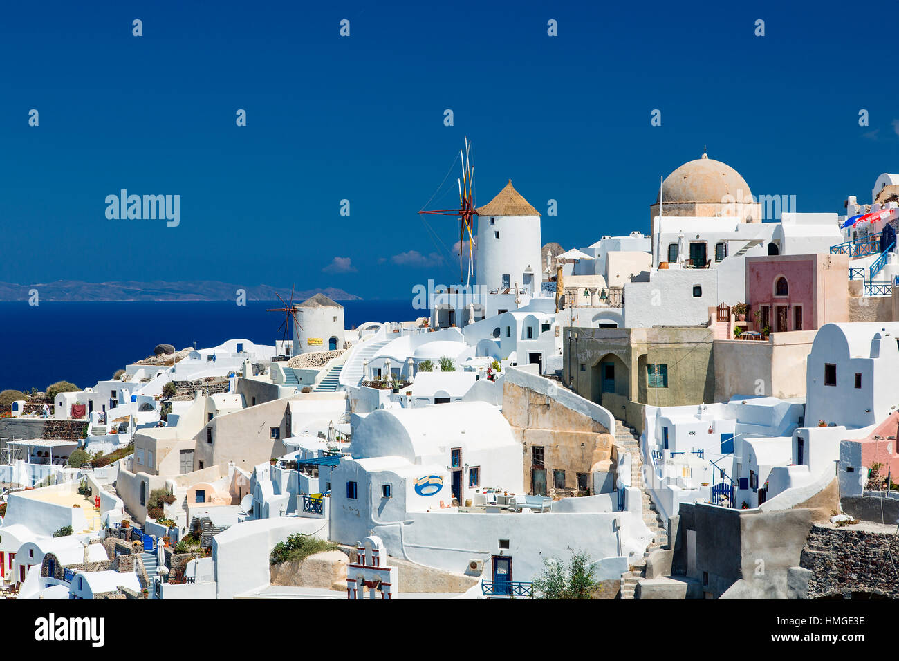 Villaggio di olio, Santorini Island, Grecia Foto Stock