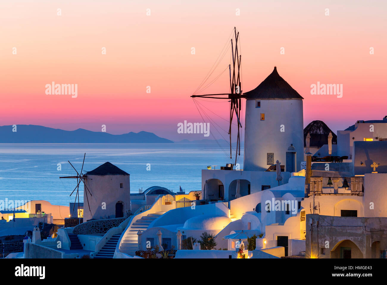 Villaggio di olio, Santorini Island, Grecia Foto Stock