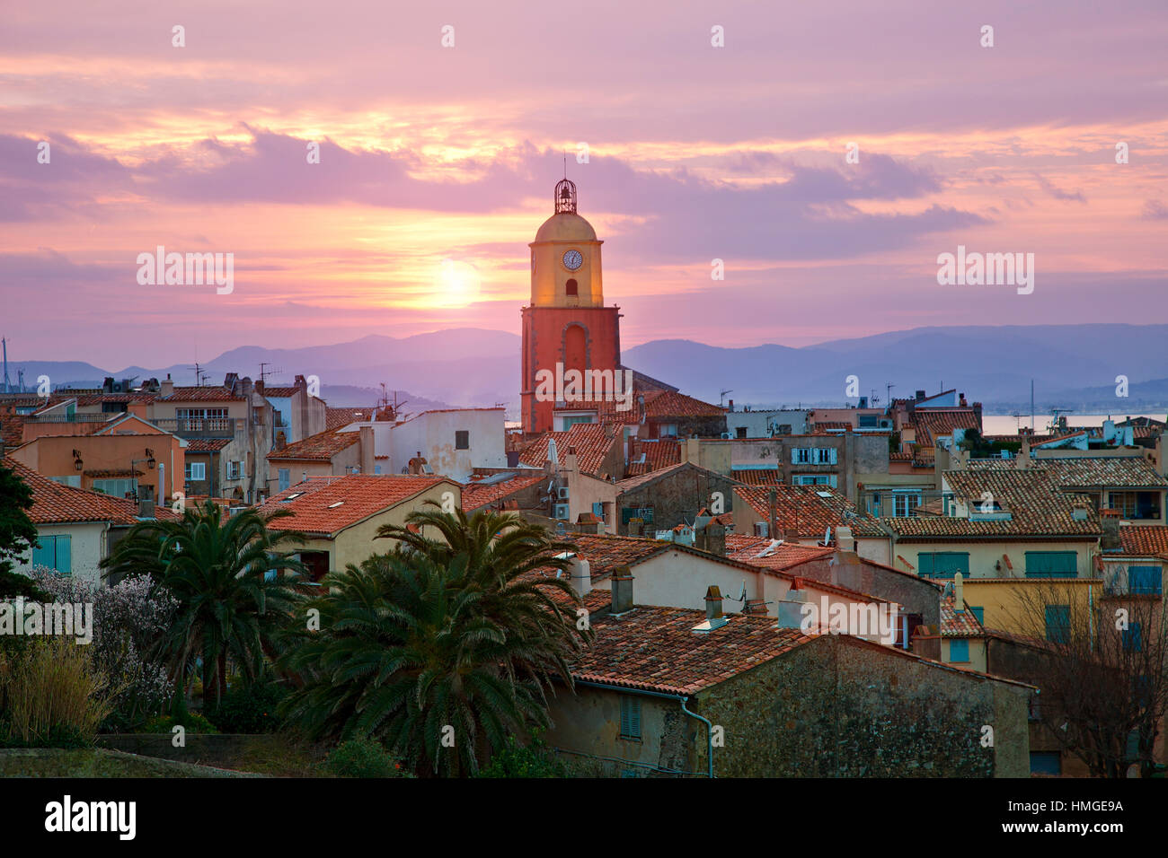 Saint Tropez al tramonto, Costa Azzurra Foto Stock