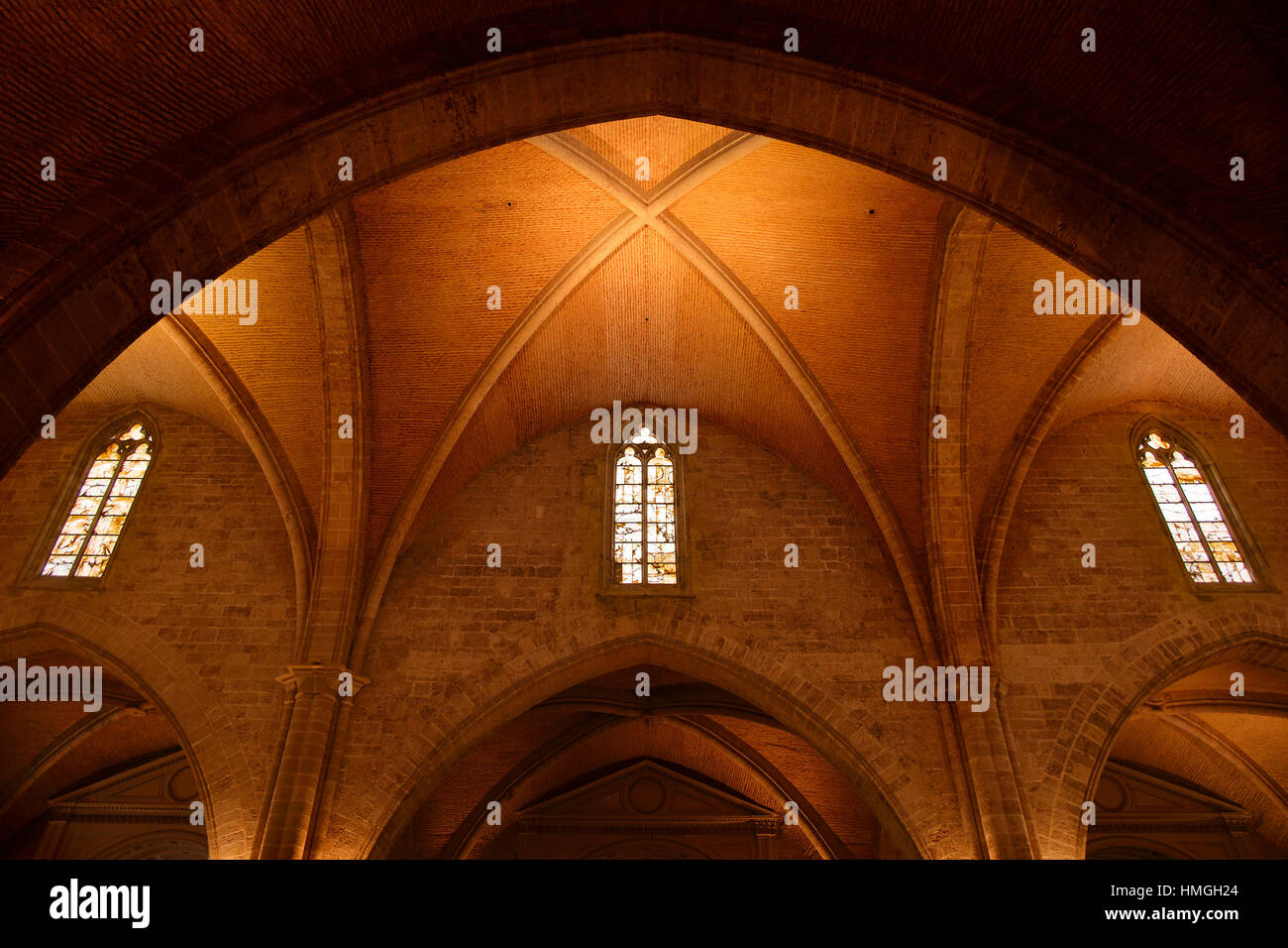 Interno della Basilica di Santa Maria Cattedrale Metropolitan-Basilica dell'Assunzione di Nostra Signora di Valencia, Spagna. Foto Stock