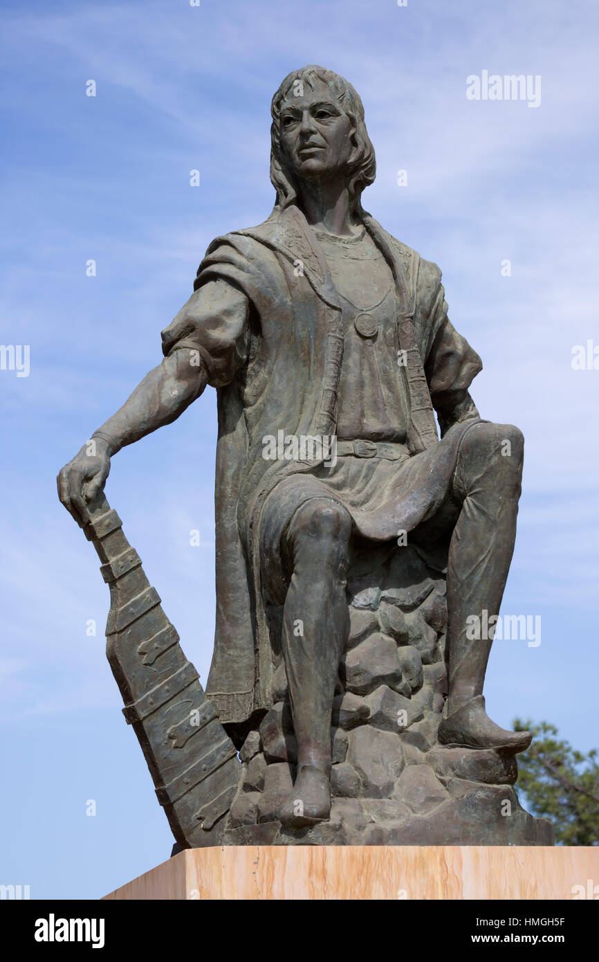 Statua di scopritore Cristoforo Colombo presso il monastero di La Rabida, La Rabida, vicino a Huelva, Costa de la Luz, Andalusia, Spagna, Europa Foto Stock