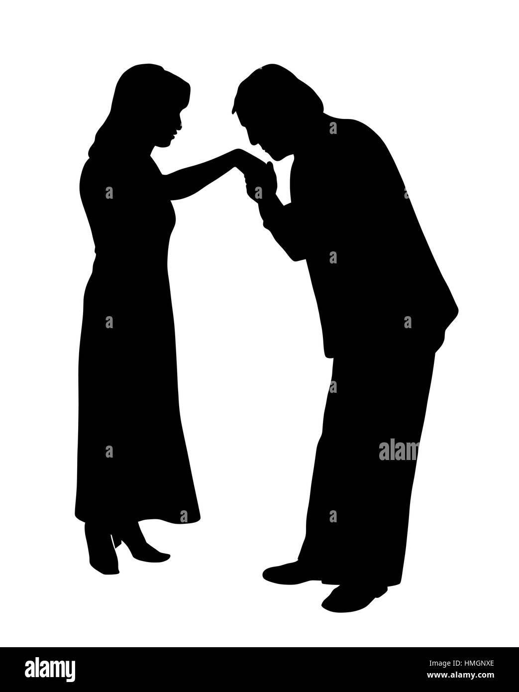 Uomo Donna baciare la mano Illustrazione Vettoriale