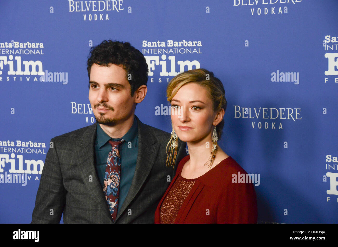 Santa Barbara, Stati Uniti d'America. 03Feb, 2017. Damien Chazelle e Olivia Hamilton frequentare la straordinaria esecuzione del premio di anno presentato da Belvedere Vodka al xxxii annuale di Santa Barbara International Film Festival presso il Teatro di Arlington in Santa Barbar Foto Stock