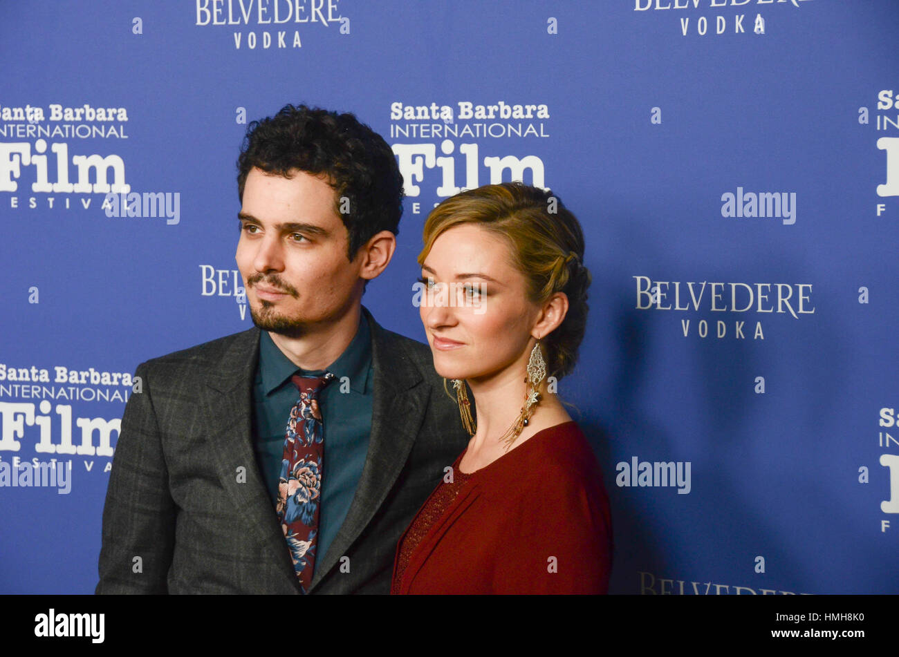 Santa Barbara, Stati Uniti d'America. 03Feb, 2017. Damien Chazelle e Olivia Hamilton frequentare la straordinaria esecuzione del premio di anno presentato da Belvedere Vodka al xxxii annuale di Santa Barbara International Film Festival presso il Teatro di Arlington in Santa Barbar Foto Stock