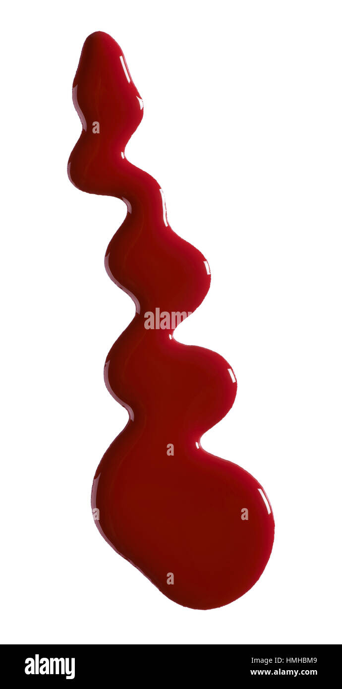 Un taglio fuori bellezza immagine di un campione di colore rosso scuro labbro smalto o vernice Foto Stock