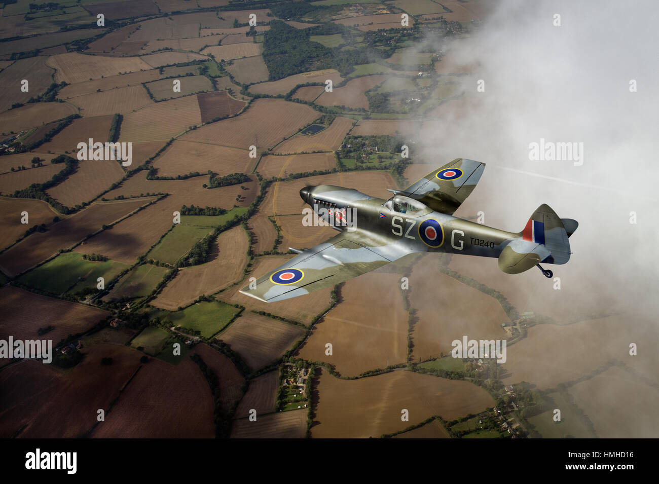 Una rappresentazione della tagliata-wing Supermarine Spitfire XVI TD240 SZ-G nel 1945. Foto Stock