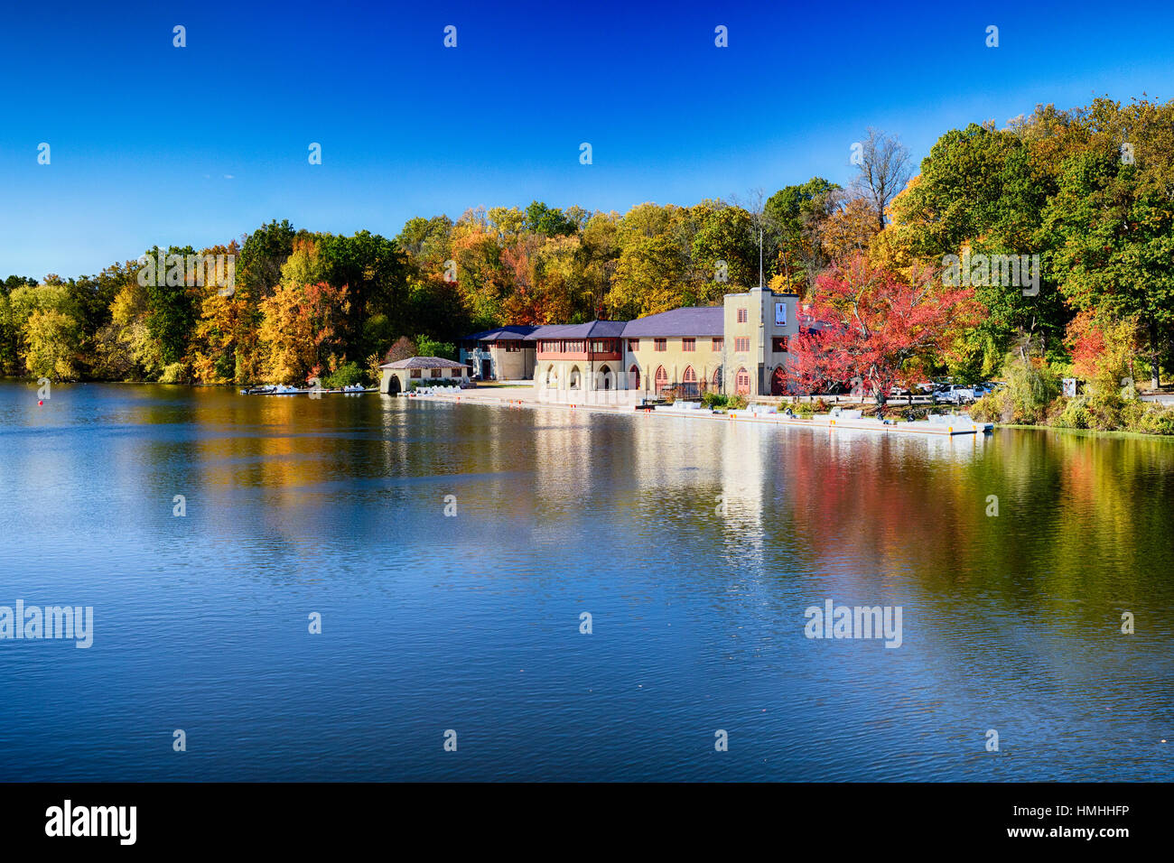 Vista del burro di karitè Centro di Canottaggio Boathouse, Princeton, New Jersey Foto Stock