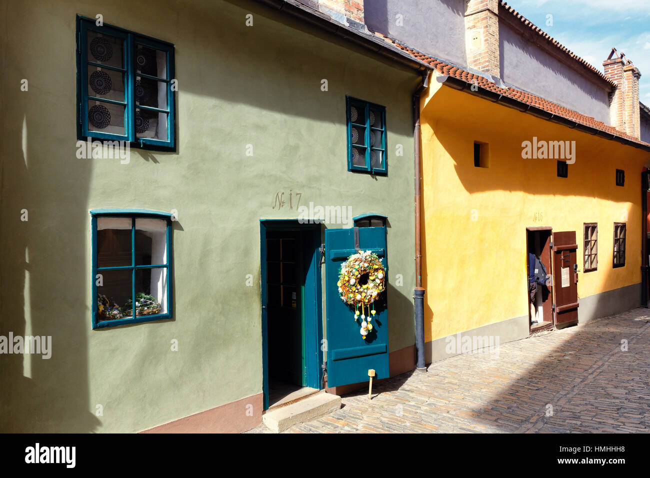 Colorato piccolo case di Golden Lane, il Castello di Praga, Repubblica Ceca Foto Stock