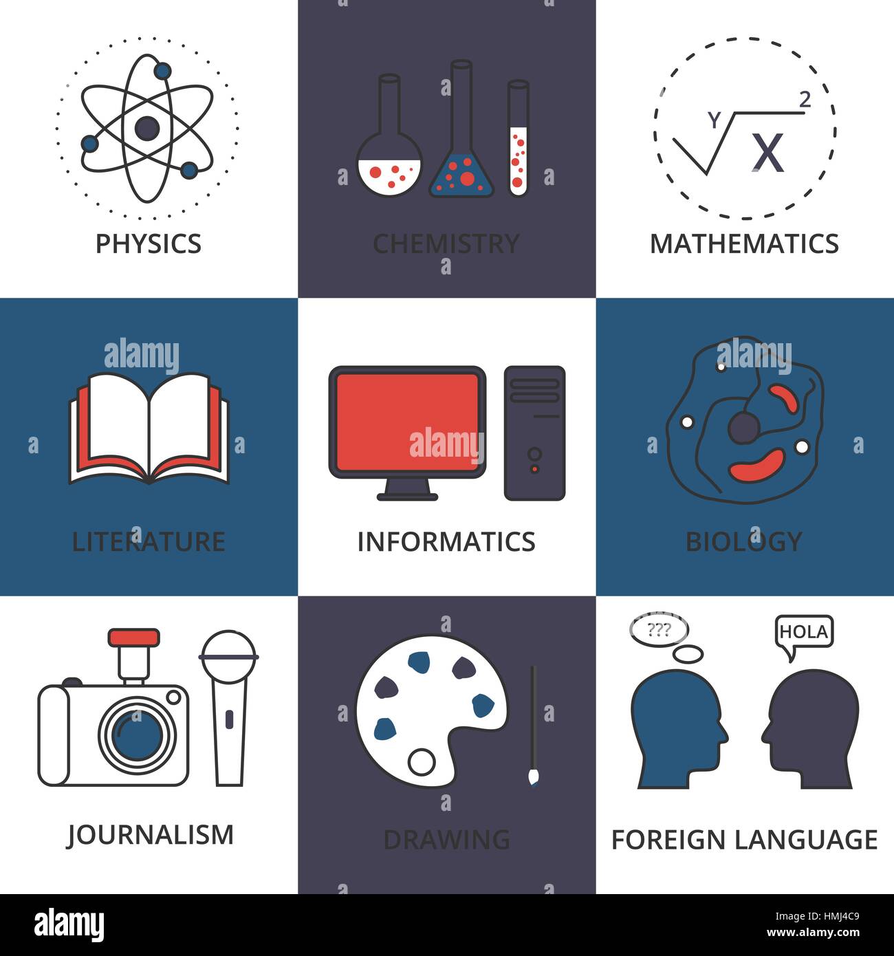 Vettore di borsa icona lineare lezioni scolastiche. Vettore di stock Illustrazione Vettoriale