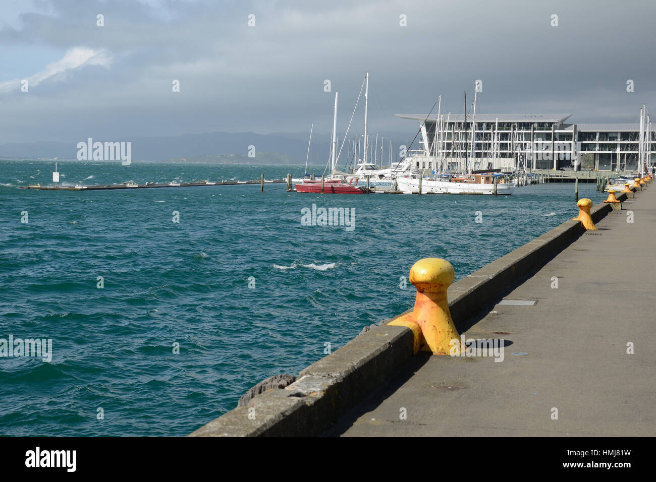 Una vista del porto di Wellington, Nuova Zelanda Foto Stock