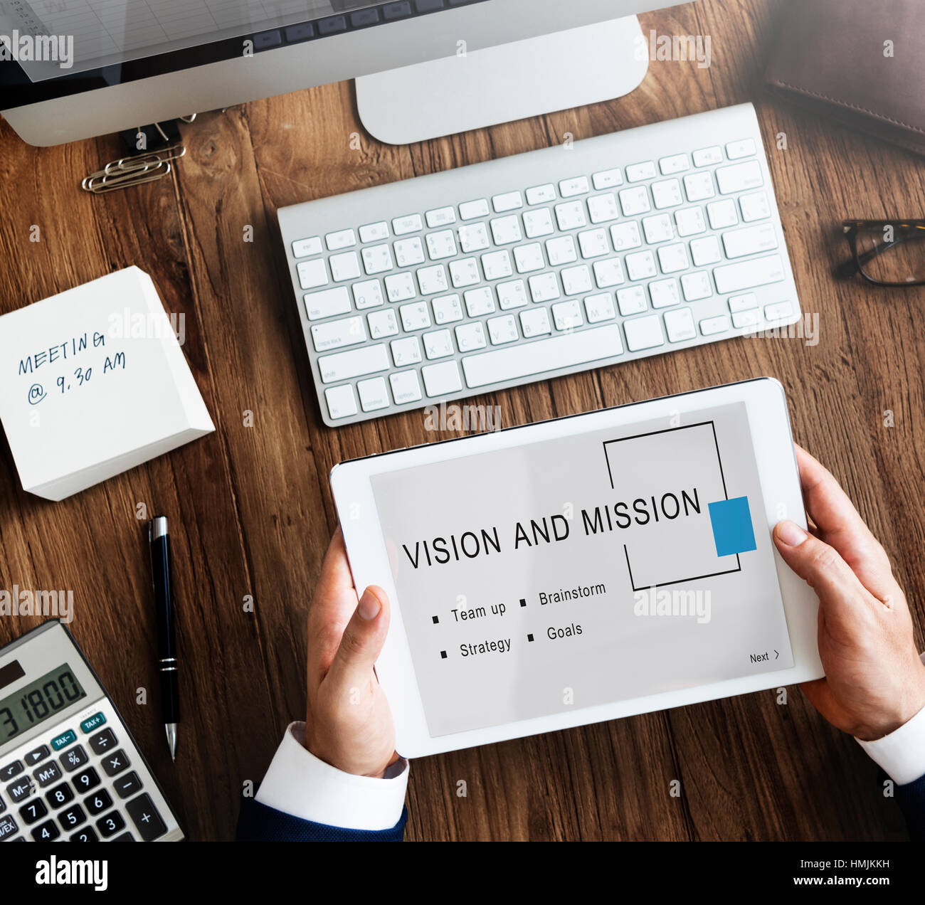 Visione e missione di avvio gli obiettivi di strategia di concetto Foto Stock