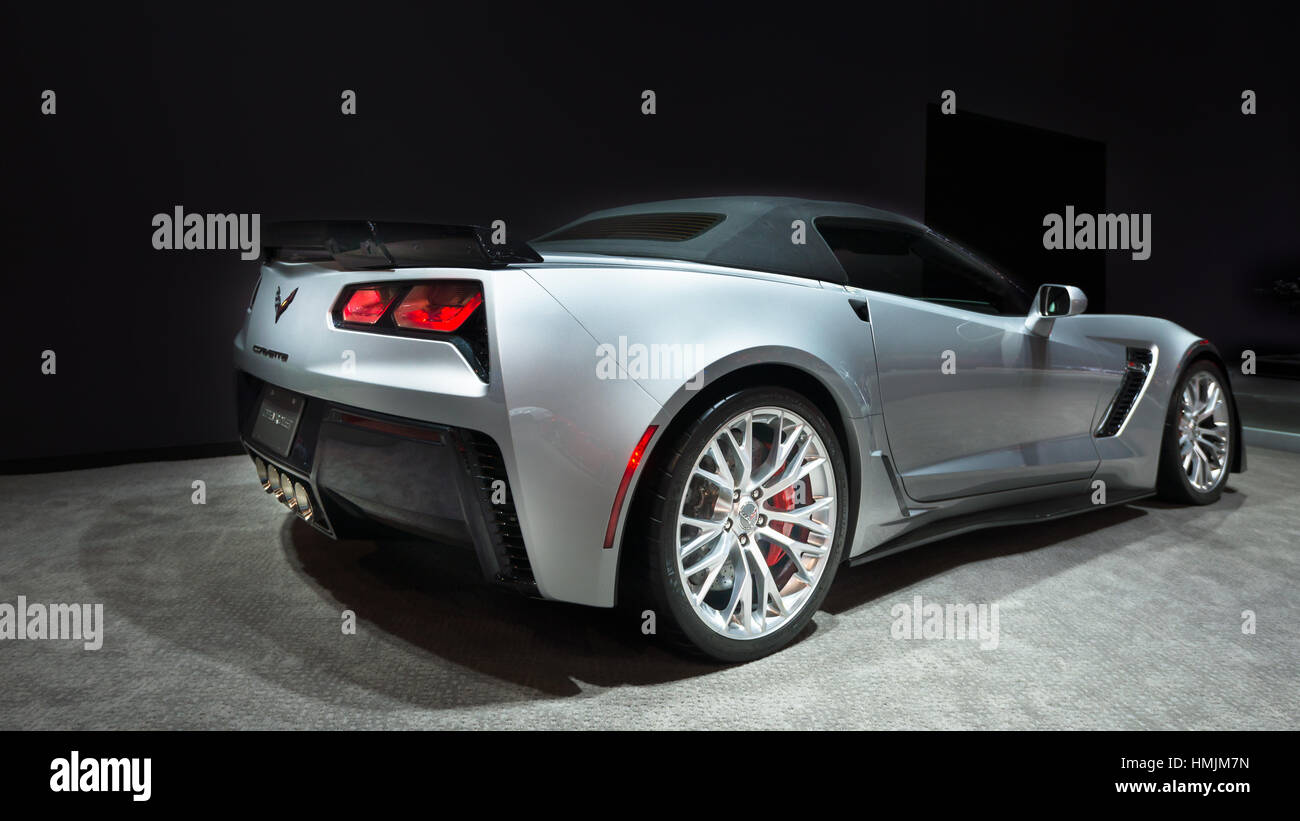 2015 Chevrolet Corvette Z06 auto presso il Chicago Auto Show (CA), il più grande spettacolo auto in Nord America. Foto Stock