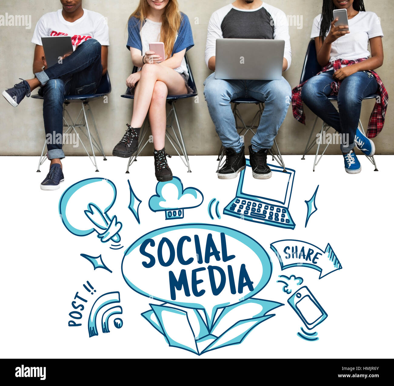 Social Media Network icona Chat Concept Foto Stock