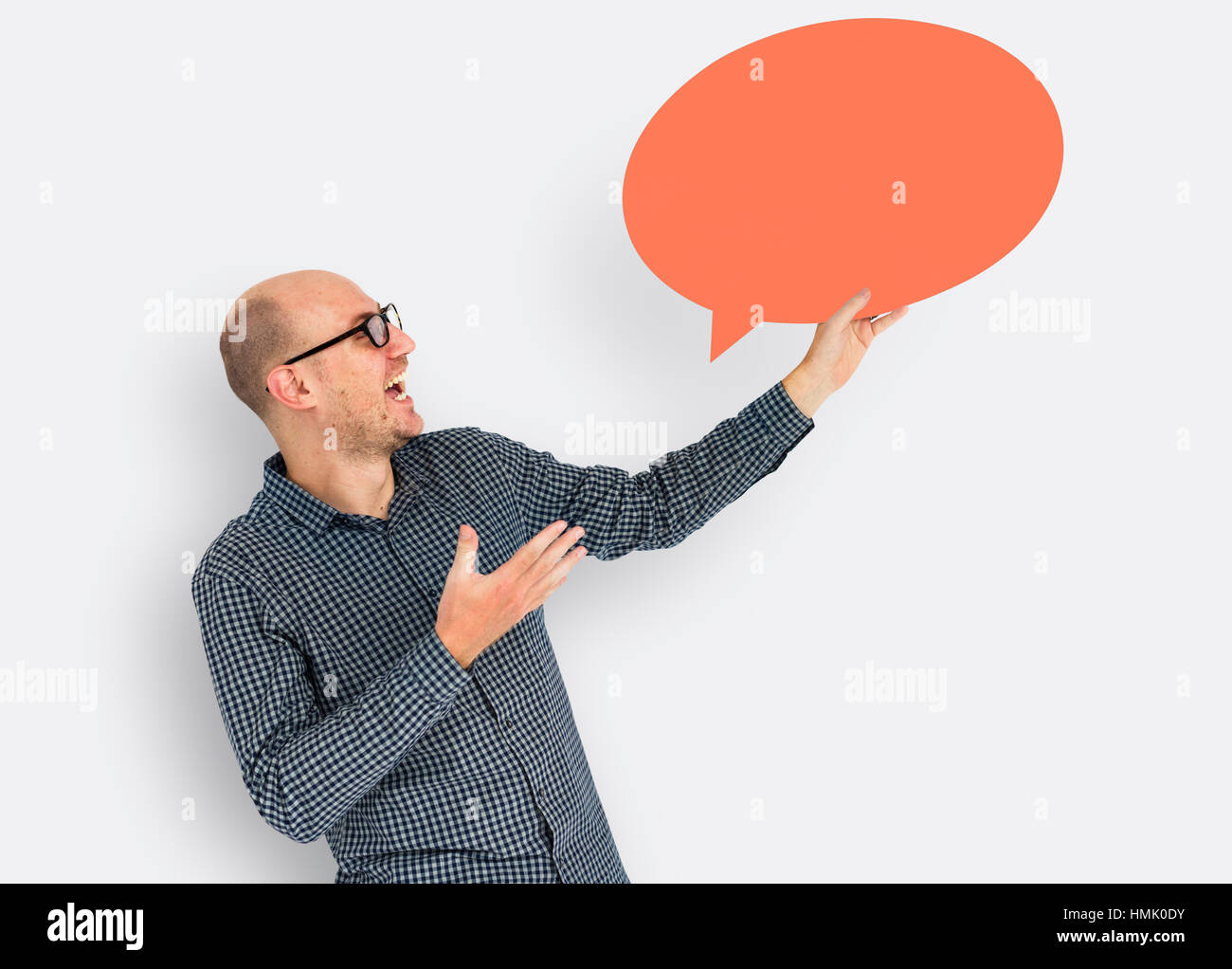 Caucasian discorso bolla concetto di comunicazione Foto Stock