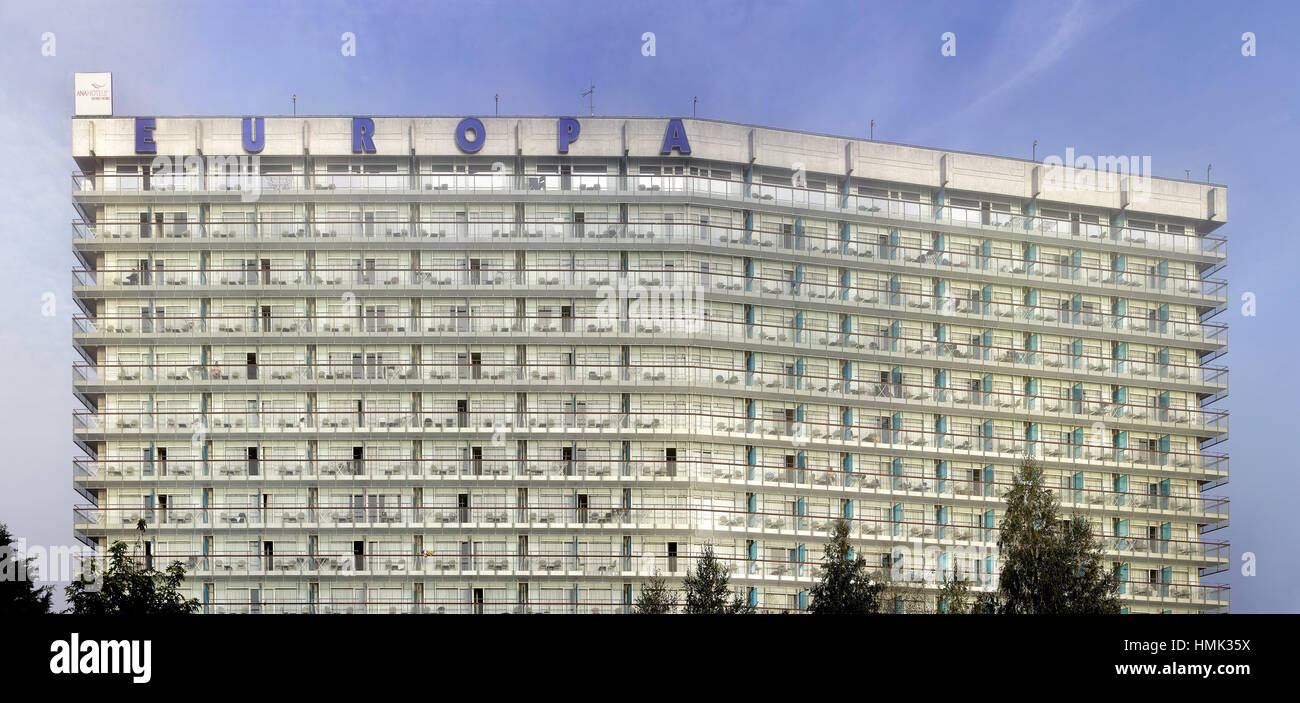 Hotel Europa, architettura Socialista, Eforie Nord, Constanța County, Romania Foto Stock