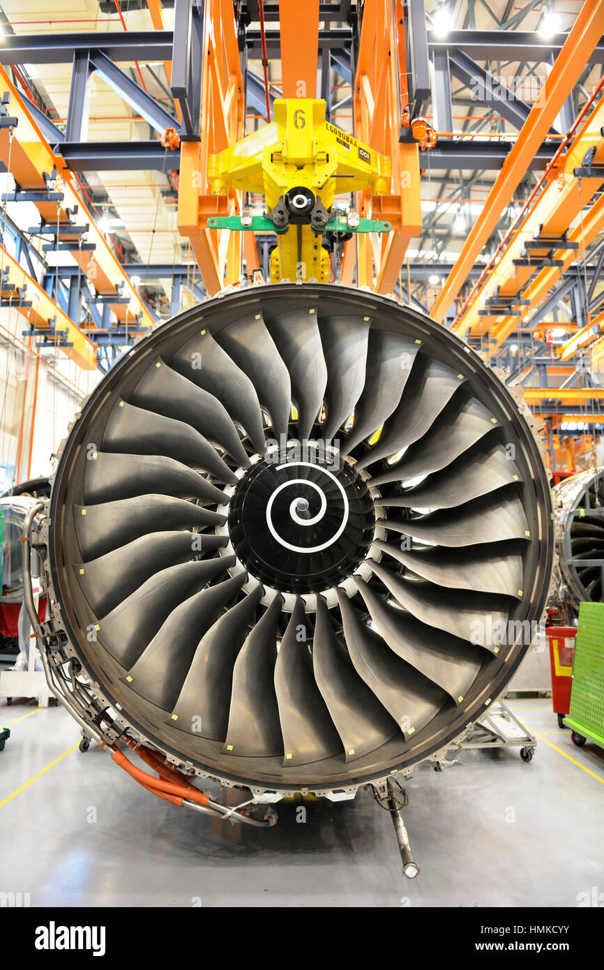 Rolls-Royce Trent 900 jet aero-motore di manutenzione e revisione presso SAESL Singapore Aero Engine Services Pte Ltd Foto Stock