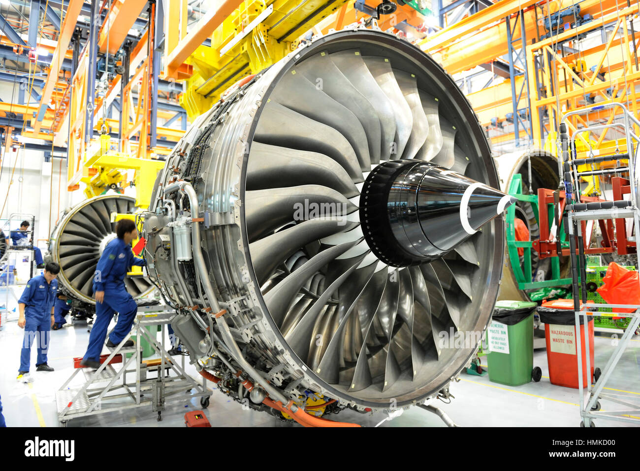 Rolls-Royce Trent 900 jet aero-motore di manutenzione e revisione presso SAESL Singapore Aero Engine Services Pte Ltd Foto Stock