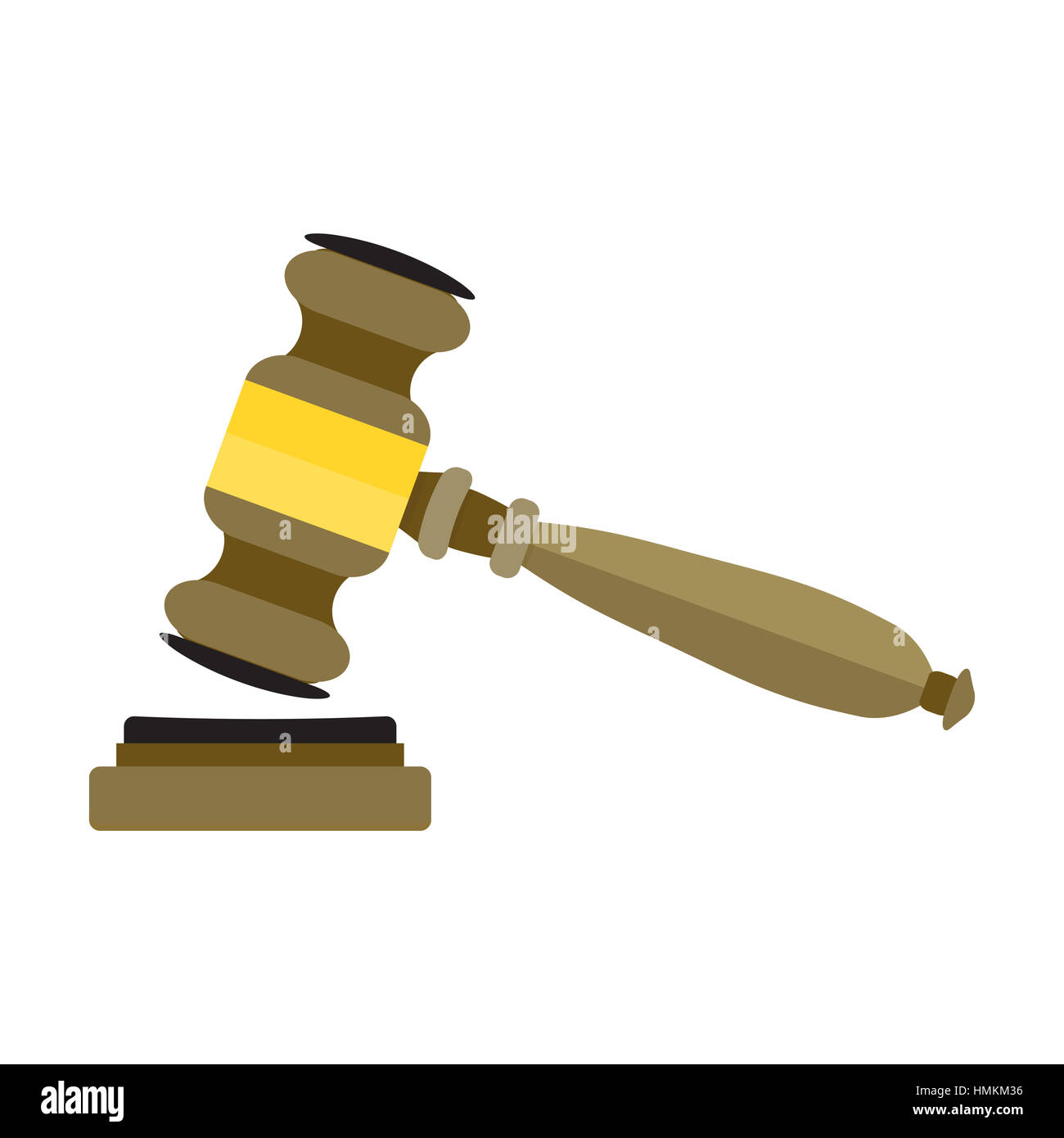 Martello vettore piana. Diritto legale e simbolo di aste, giustizia mallet illustrazione Foto Stock
