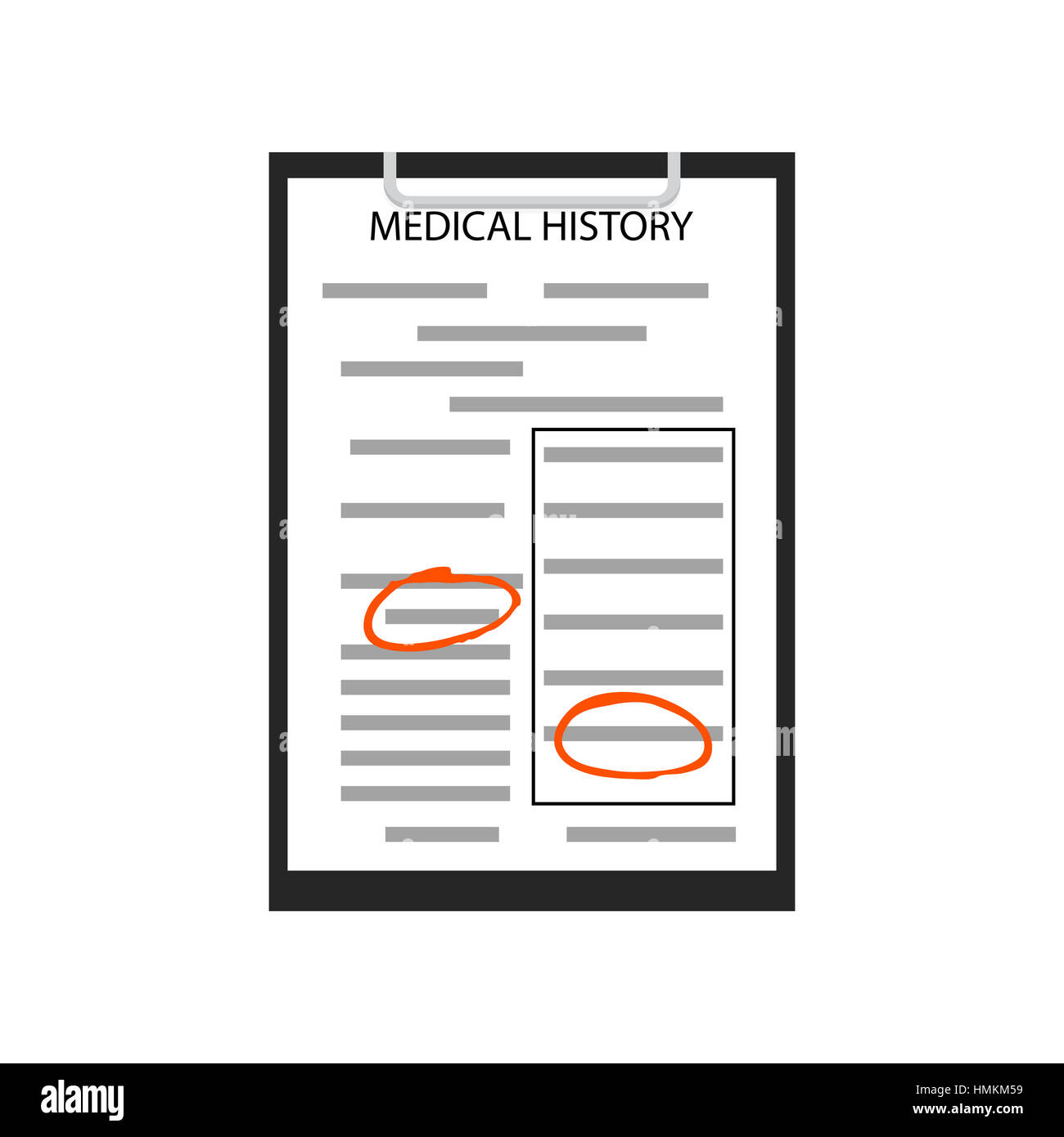 La storia medica vettore. La storia registra circa healthcare illustrazione Foto Stock