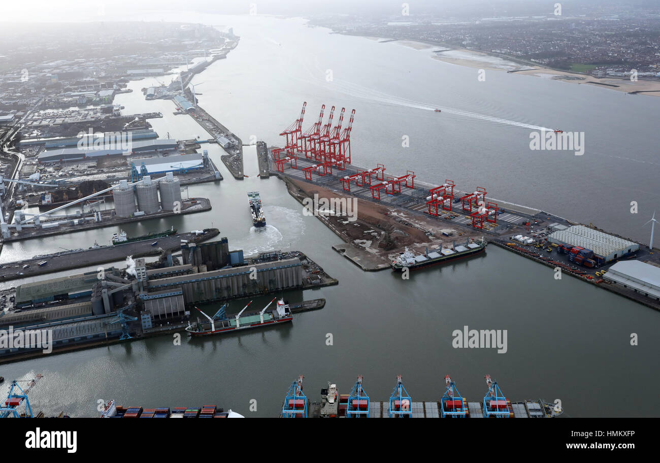 Vista aerea del Seaforth dock in Liverpool, un sviluppo Peel Foto Stock