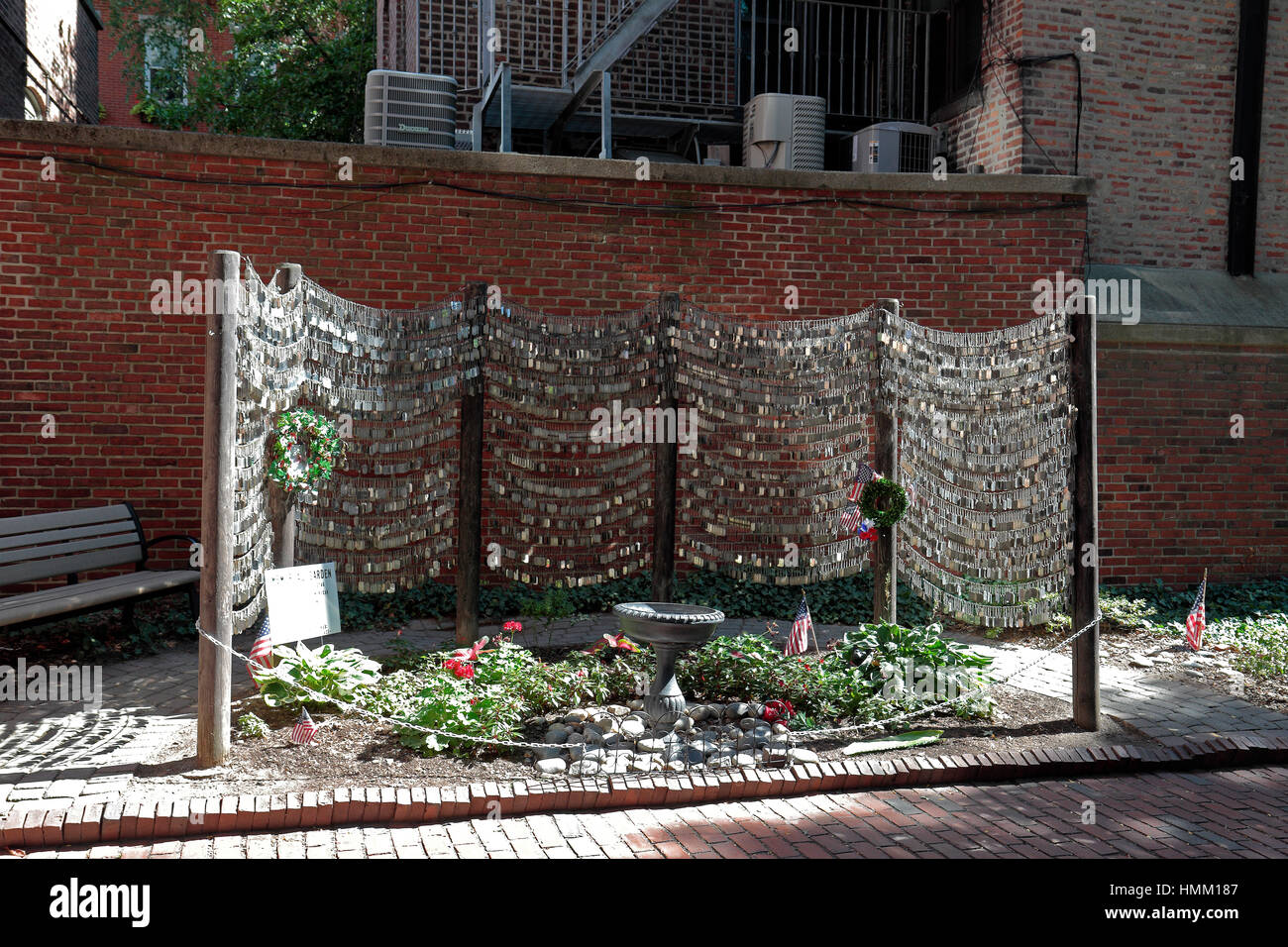 L'Iraq e Afghanistan guerre Dog Tag Memorial a Boston, MA. Foto Stock