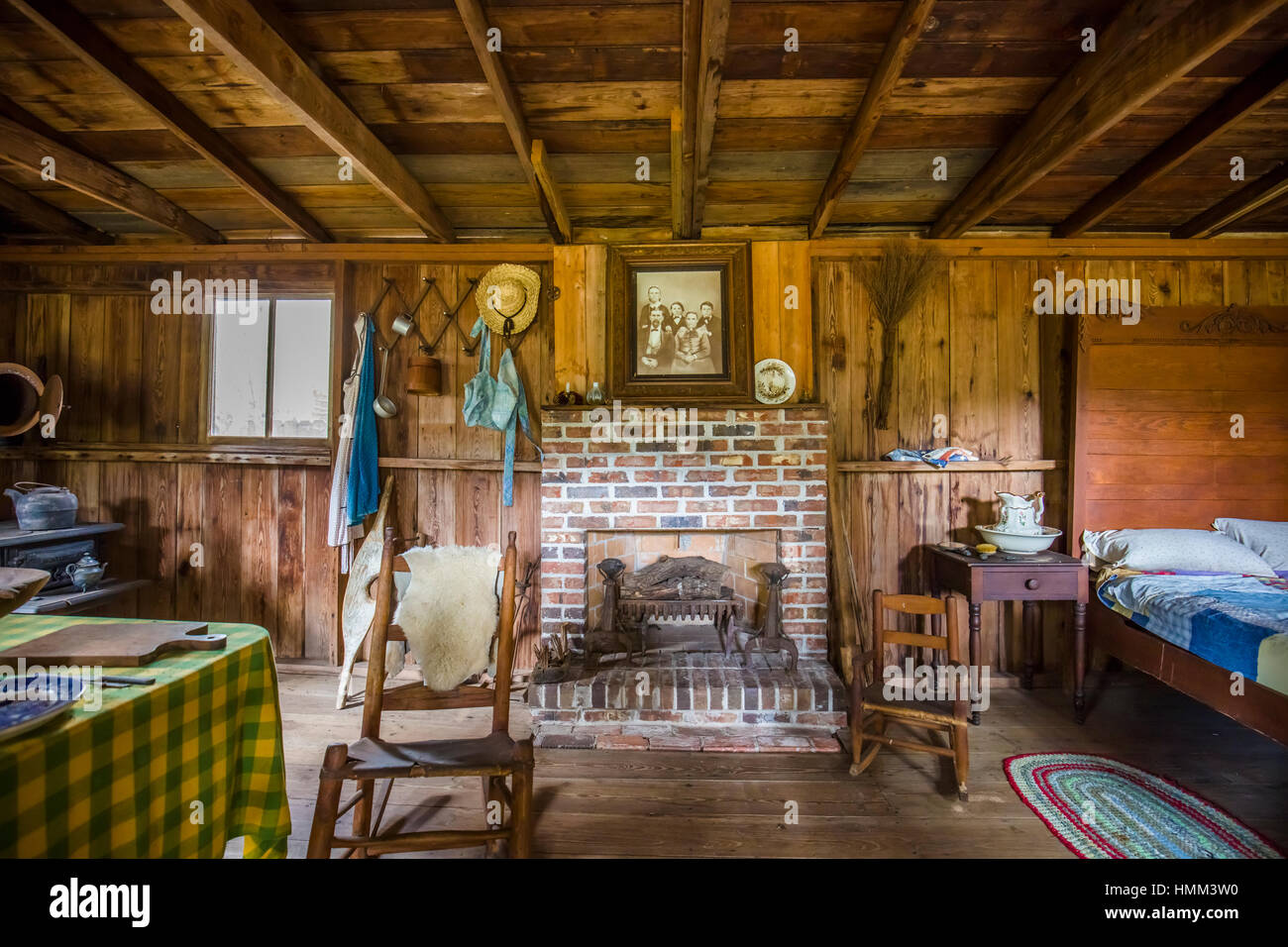 Interno della cabina di Pioneer a Crowley Museum & Centro Natura in Sarasota Florida Foto Stock