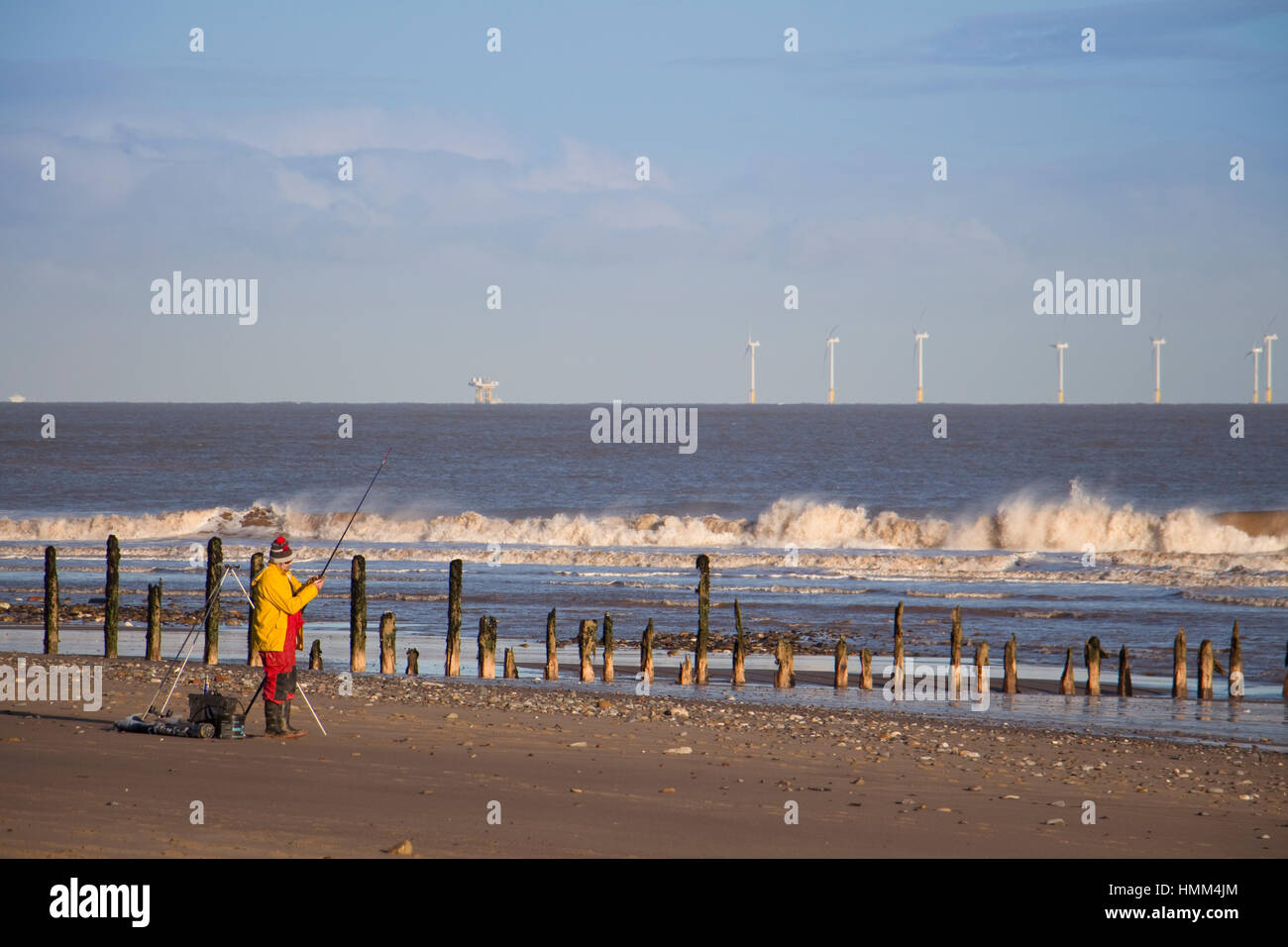 Pescatore al punto di disprezzare, East Yorkshire, Regno Unito Foto Stock