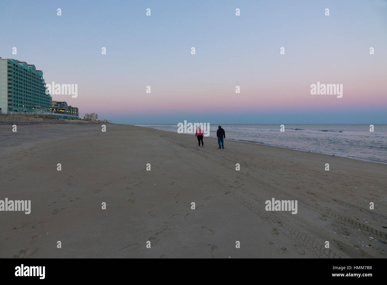 Stati Uniti d'America, Maryland md spiaggia vuota in inverno ocean city Foto Stock