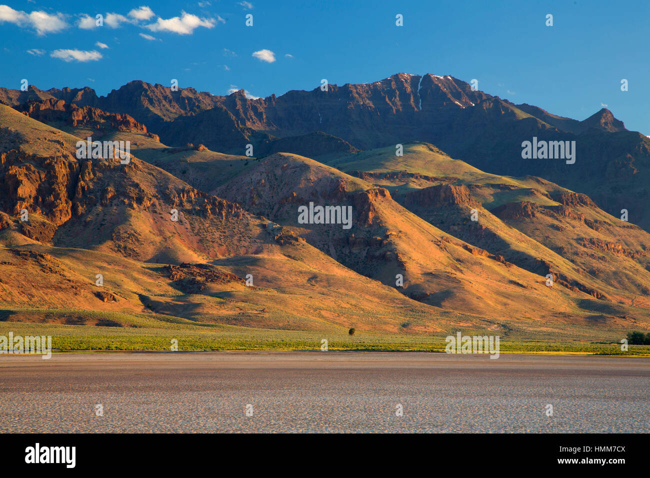 Steens Mountain dal deserto Alvord, Alvord Deserto Deserto area studio, Est Steens giro percorso, Ustioni District Bureau of Land Management, Oregon Foto Stock