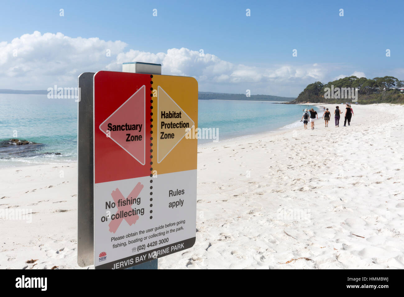 Protezione di habitat zona sulla spiaggia Chinamans in Jervis Bay Marine Park, Nuovo Galles del Sud, Australia Foto Stock