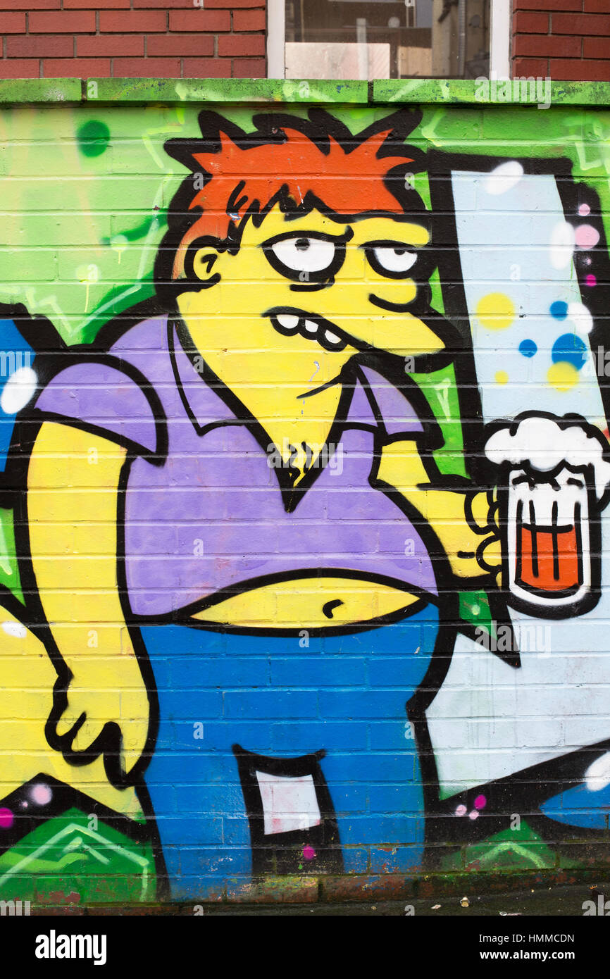 Graffiti Barney da The Simpsons Stokes Croft 2017 Foto Stock