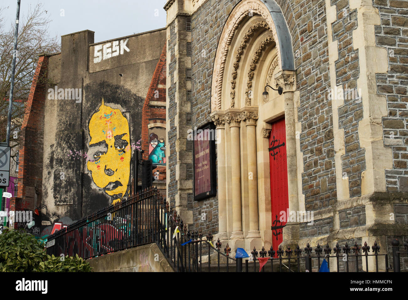 Chiesa Graffiti Stokes Croft 2017 Foto Stock