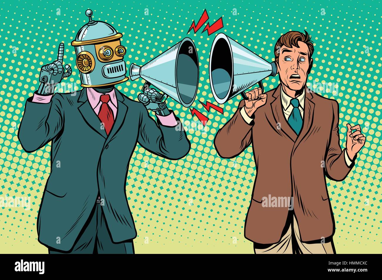 Intelligenza artificiale robot parla all uomo Illustrazione Vettoriale