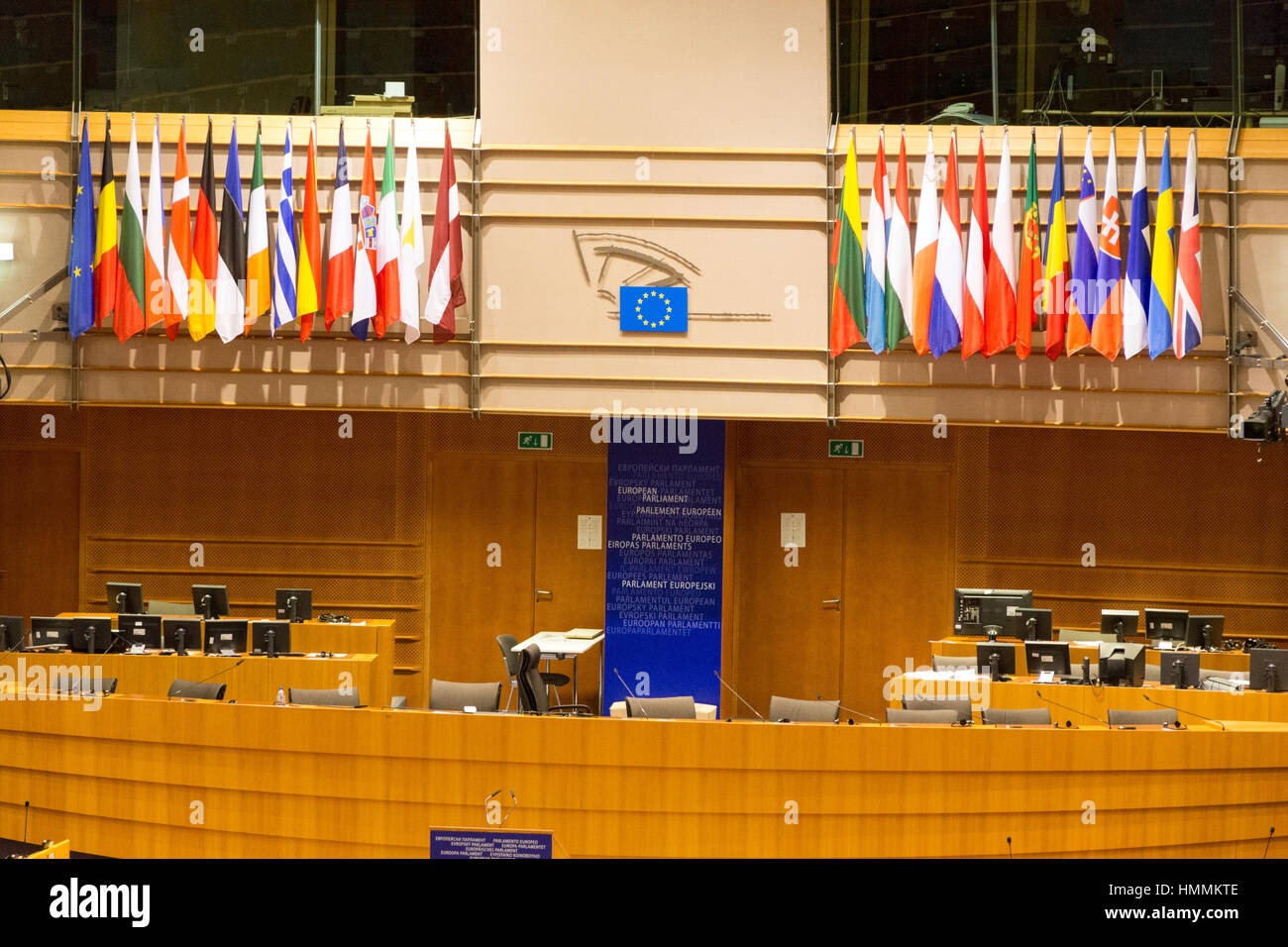 Bruxelles, Belgio - 30 luglio 2014: Il Parlamento europeo camera (camera di discussione) Il 30 luglio 2014 a Bruxelles. Foto Stock