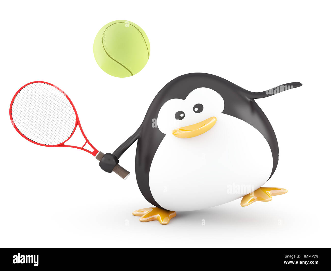 Fat giocatore di tennis penguin - 3D Render Foto Stock