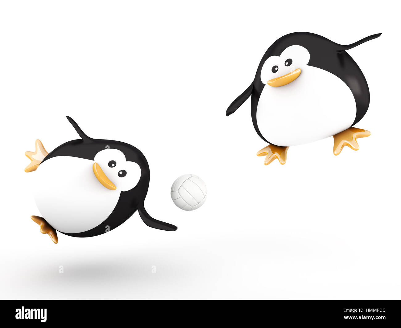 Fat pallavolisti penguin - 3D render Foto Stock