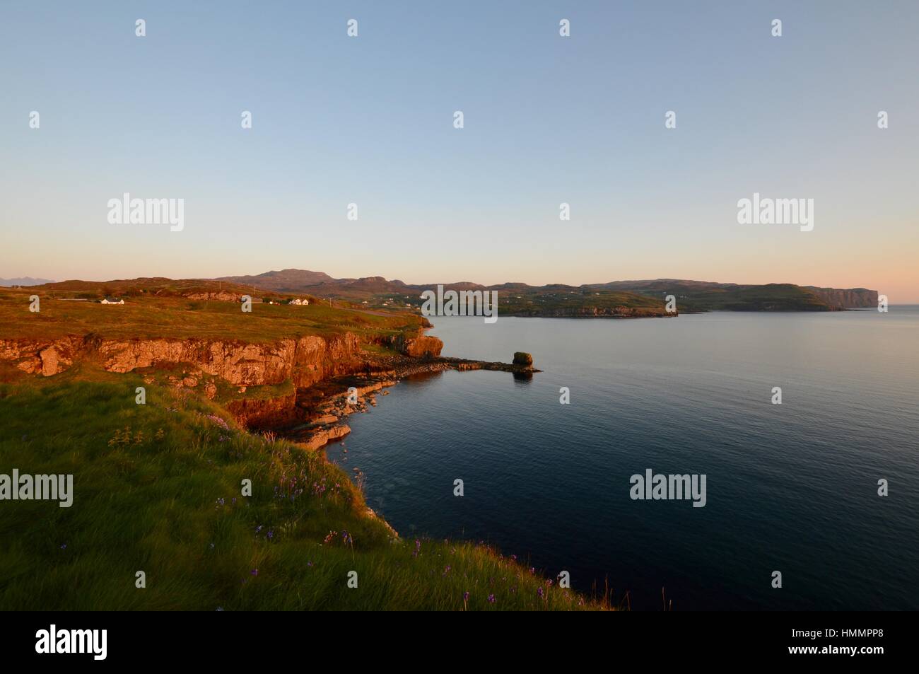 Sunset over Fiskavaig dal punto Ardtreck. Foto Stock