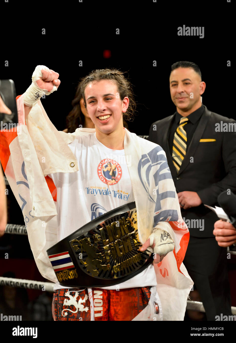 Las Vegas, Stati Uniti d'America. 03Feb, 2017. Las Vegas, Nevada, 3 febbraio 2017 - Lion lotta 34 presso il Tropicana Hotel and Casino - Iman "Pretty Killer" Barlow vs. Meryum "Mergen" Uslu - Lion lotta donna Super Peso gallo titolo - Photo credit: Ken Howard immagini Credito: Ken Howard/Alamy Live News Foto Stock