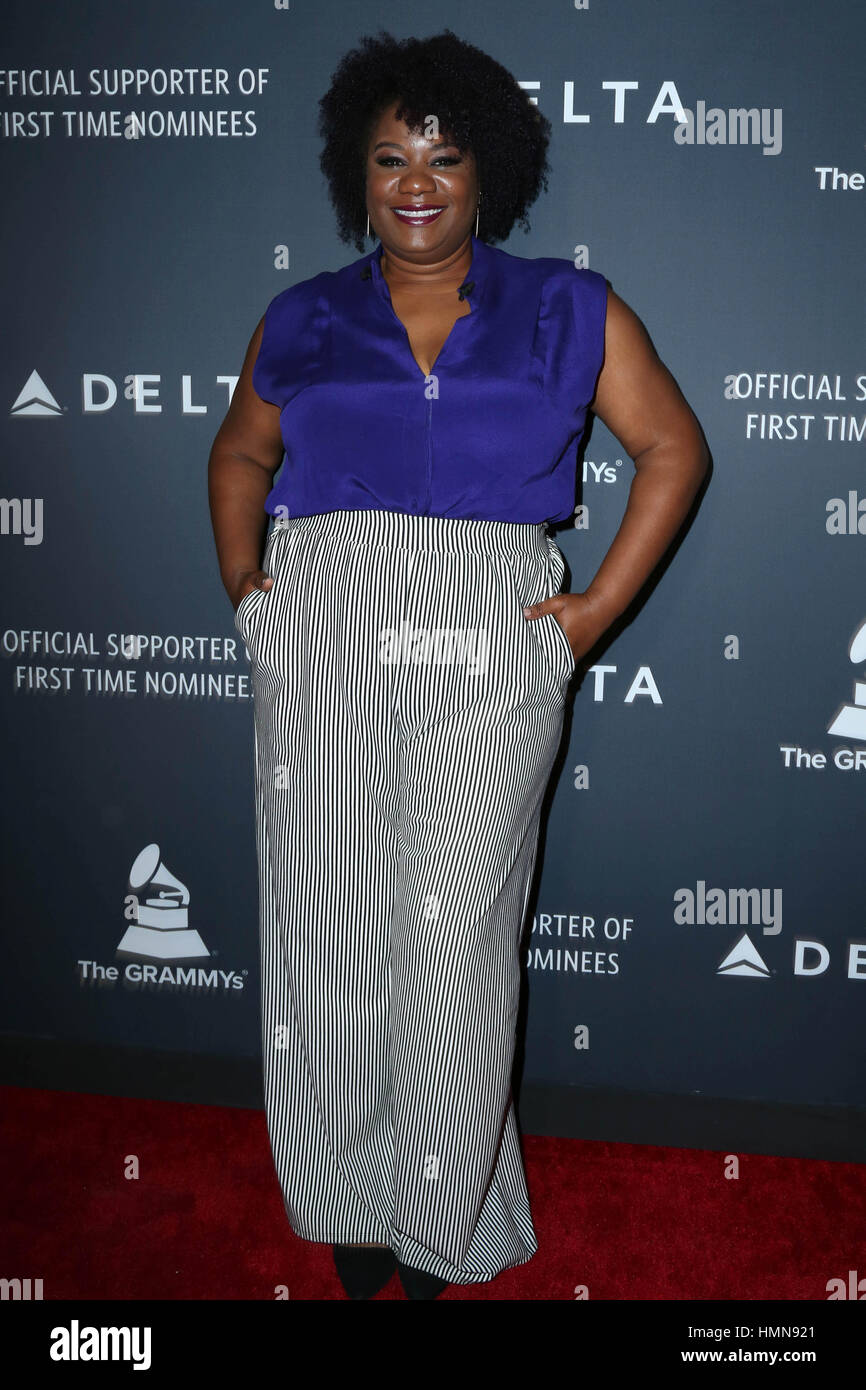 Los Angeles, Ca, Stati Uniti d'America. Il 9 febbraio, 2017. Adrienne C. Moore al Delta Airlines 2017 Grammy celebrazione presso la bellezza & Essex a Los Angeles, la California il 9 febbraio 2017. Foto Stock