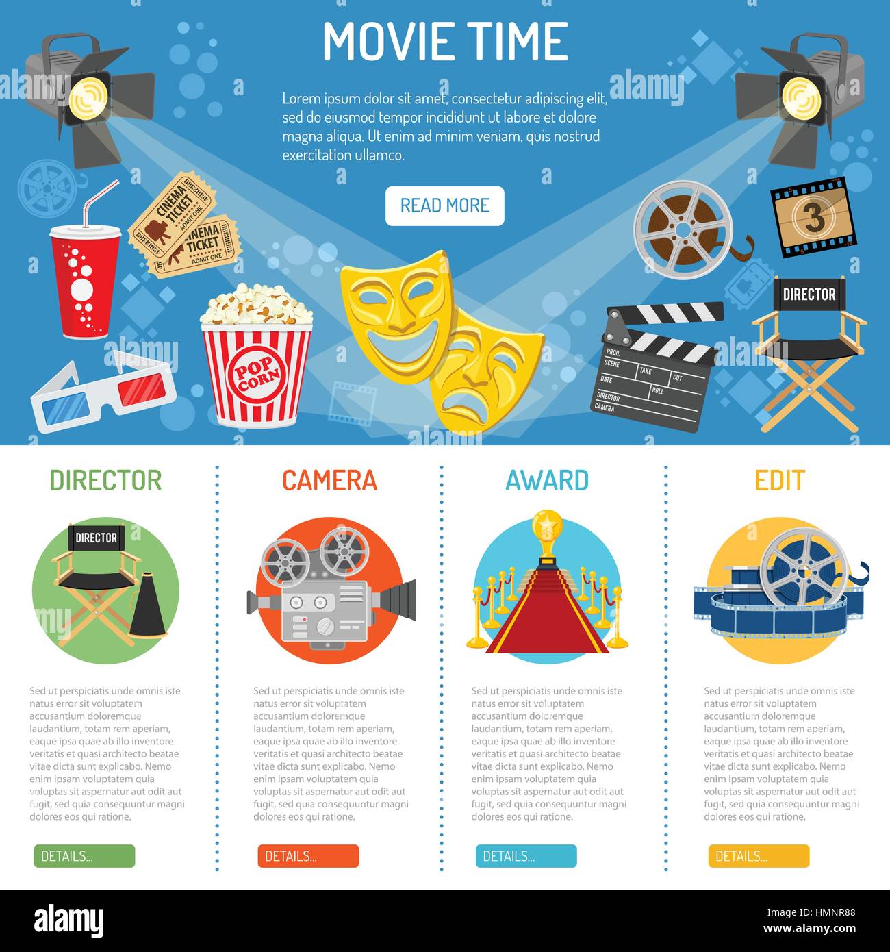 Cinema e Film infographics Illustrazione Vettoriale